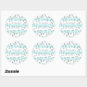 Sticker Rond Blue Stripes Argent Confetti Elle est prête à fair (Feuille)