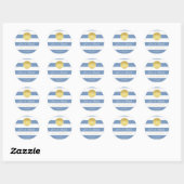 Sticker Rond Blue Stripes & Faux Gold Monogram Amour & Merci (Feuille)