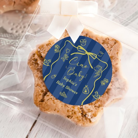 Sticker Rond Blue Stripes Italian Themed Ciao Baby 