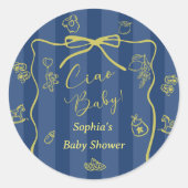 Sticker Rond Blue Stripes Italian Themed Ciao Baby  (Devant)