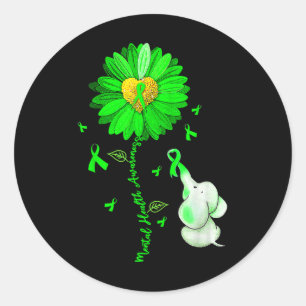Sticker Rond Blue Sunflower Elephant Étalon Répandre sensibilis