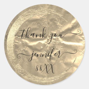 Sticker Rond Blue Sweet16th Merci Gold Enregistrer la date de l