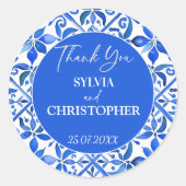 Sticker Rond Blue Talavera Espagne tuiles mariage (Devant)
