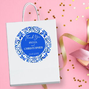 Sticker Rond Blue Talavera Espagne tuiles mariage