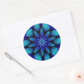 Sticker Rond Blue & Teal Petals Mandala (Enveloppe)