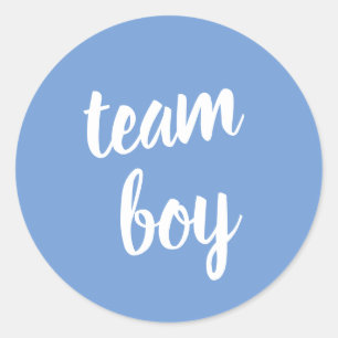 Sticker Rond Blue Team Boy Baby shower Genre Reveillez