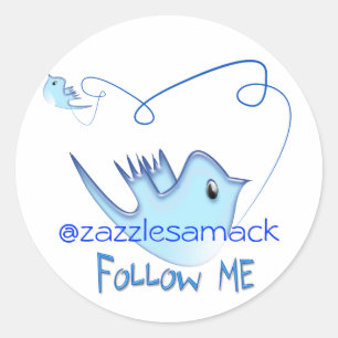 Sticker Rond Blue Twitter Bird Follow Me