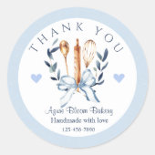 Sticker Rond Blue Utensils Cooking Bakery Thank you  (Devant)