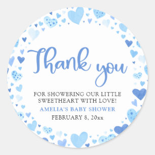 Sticker Rond Blue Valentine Boy Petit Baby shower amoureux