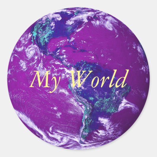 Sticker Rond Blue violet drôle globe terrestre couverture (Devant)