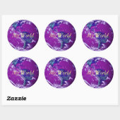 Sticker Rond Blue violet drôle globe terrestre couverture (Feuille)