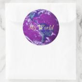 Sticker Rond Blue violet drôle globe terrestre couverture (Sac)