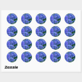 Sticker Rond Blue violet lilas romantique bleu floral photo (Feuille)