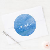 Sticker Rond Blue Watercolor (Enveloppe)