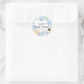 Sticker Rond Blue Watercolor Floral Engagement Party, modifiabl (Sac)