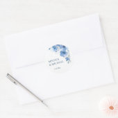 Sticker Rond Blue Watercolor Flowers Wedding (Enveloppe)