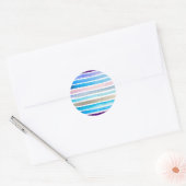 Sticker Rond Blue watercolor stripes painted (Enveloppe)