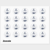 Sticker Rond Blue Wave Ancre Mariage V2 Navy/Wht ID836 (Feuille)