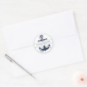 Sticker Rond Blue Wave Ancre Mariage V2 Navy/Wht ID836 (Enveloppe)