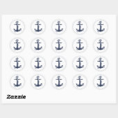 Sticker Rond Blue Wave Ancre Navy/Wht ID836 (Feuille)