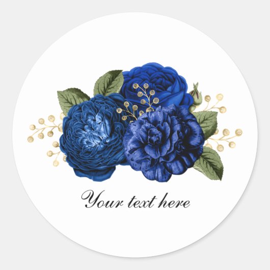 Sticker Rond Blue Wedding roses customizable (Devant)