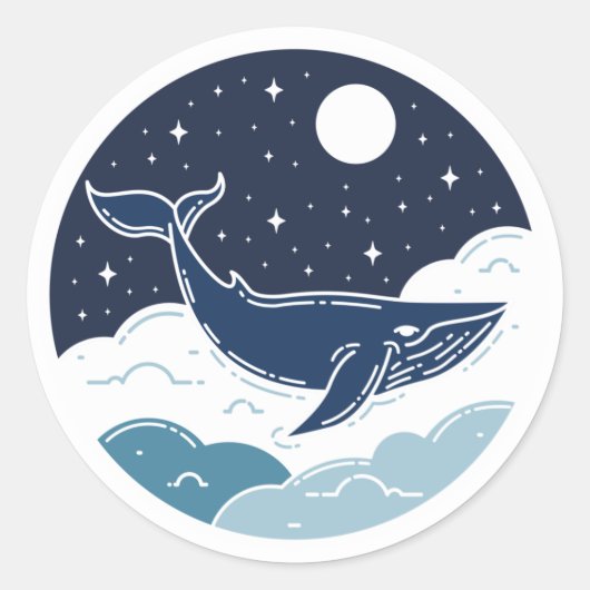 Sticker Rond Blue Whale Dream (Devant)