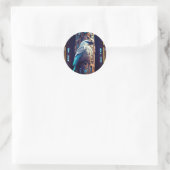 Sticker Rond Blue White Raven 2 (Sac)