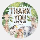 Sticker Rond Blue Wild One Jungle Animaux Merci en faveur (Devant)