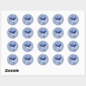 Sticker Rond Blue Winter Dragon Imaginaire Nature Art (Feuille)