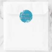 Sticker Rond Blue Winter Meadow - Joyeuses fêtes (Sac)