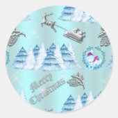 Sticker Rond Blue Winter Wonderland Noël (Devant)