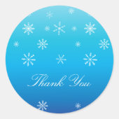 Sticker Rond Blue Winter Wonderland Snowflake Baby Merci (Devant)