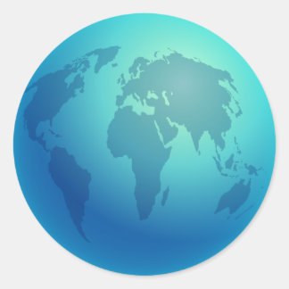 Sticker Rond Blue World Globe