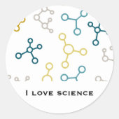 Sticker Rond Blue Yellow Science Molecules papeterie personnell (Devant)