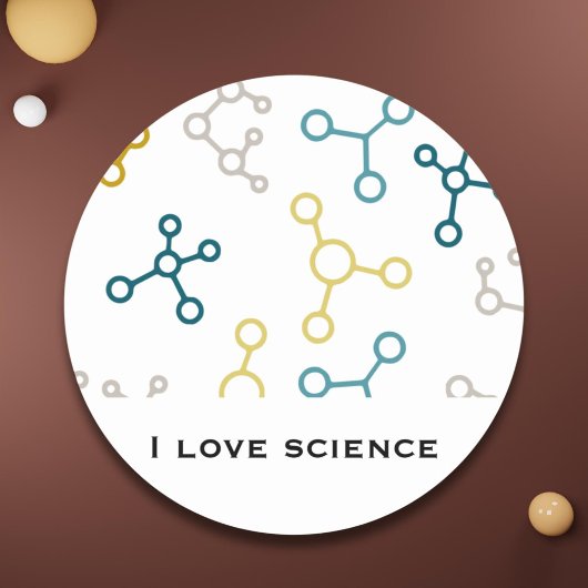 Sticker Rond Blue Yellow Science Molecules papeterie personnell