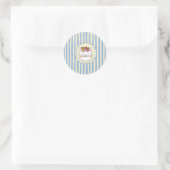 Sticker Rond Blue Yellow Stripes Cat (Sac)