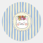 Sticker Rond Blue Yellow Stripes Cat (Devant)