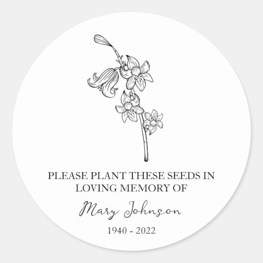 Sticker Rond Bluebell Memorial Funeral Seed Packet (Devant)