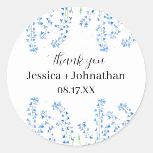 Sticker Rond Bluebells Rustique Blue Floral Merci Favoriser