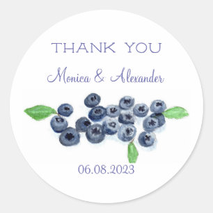 Sticker Rond Blueberries Blueberry Fruits Mariage Merci