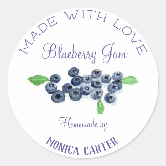 Sticker Rond Blueberries Confiture aux bleuets (Devant)
