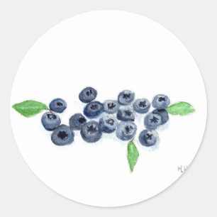 Sticker Rond Blueberries fruits cuisine aquarelle nourriture ru