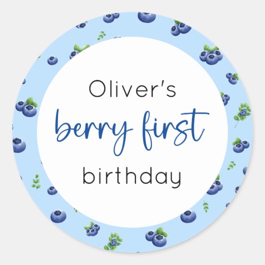 Sticker Rond Blueberry 1er anniversaire Berry First (Devant)