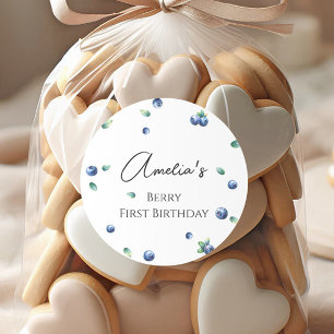 Sticker Rond Blueberry Anniversaire Fête Berry Sweet Aquarelle