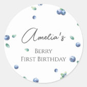 Sticker Rond Blueberry Anniversaire Fête Berry Sweet Aquarelle (Devant)