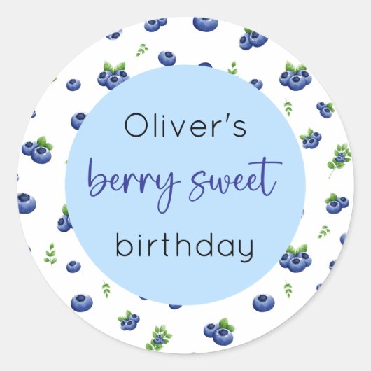 Sticker Rond Blueberry Birthday Berry Sweet (Devant)