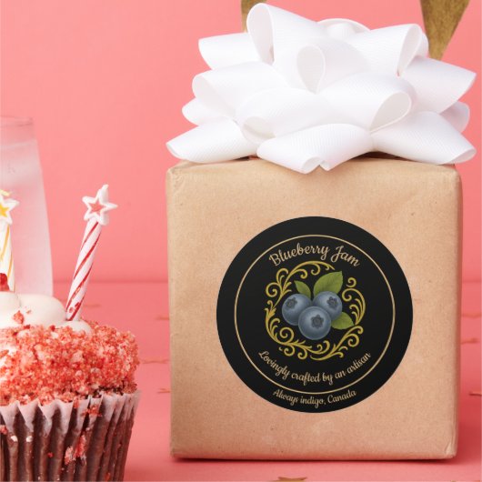 Sticker Rond Blueberry Dream – Artisan Jam Label (Fête)