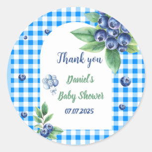 Sticker Rond Blueberry En vichy Baby shower sucré
