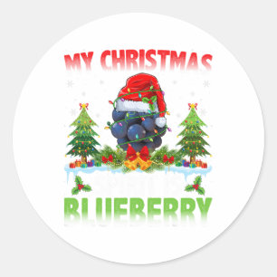 Sticker Rond blueberry portant chapeau santa - l'esprit de noël