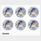 Sticker Rond Bluebird in Berries & Snow ❄️ ❄️ ❄️ (Feuille)